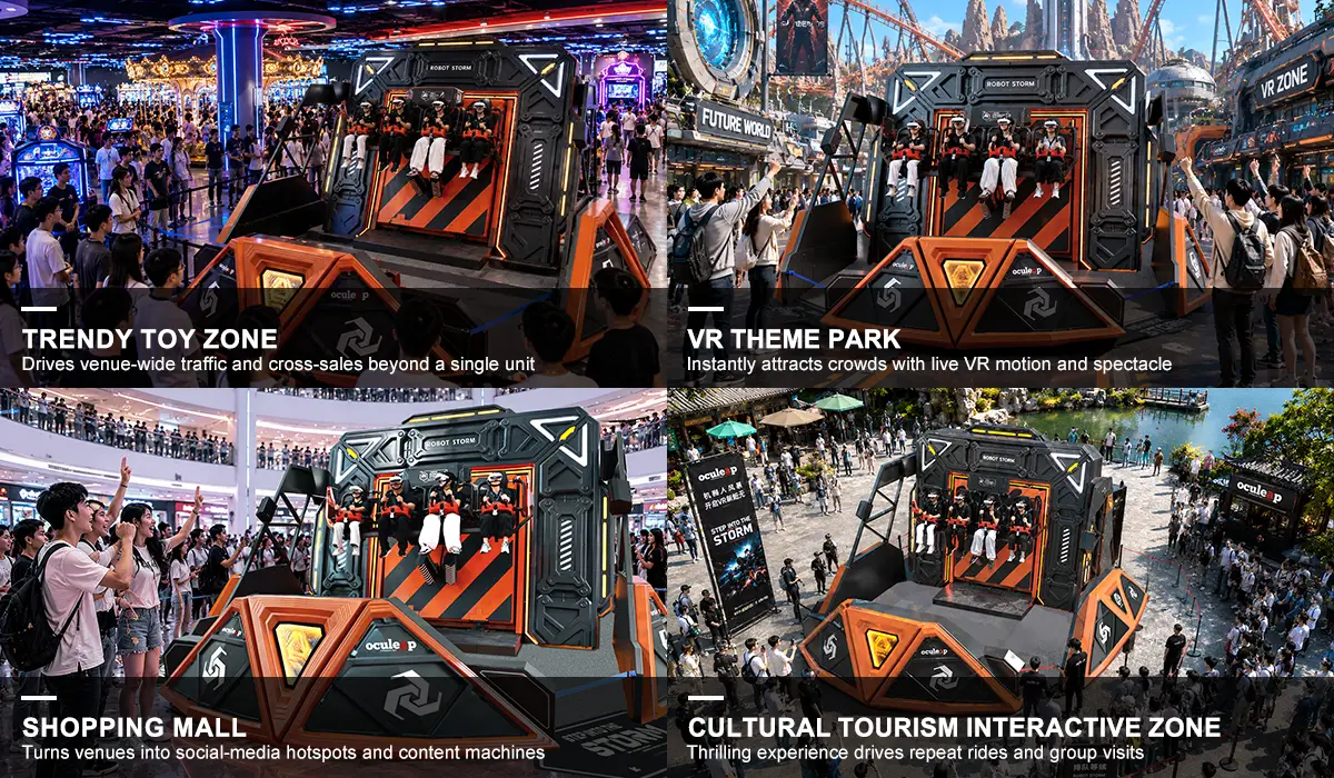 The Robot Storm 360° VR Attraction is for malls, FECs, and amusement parks.